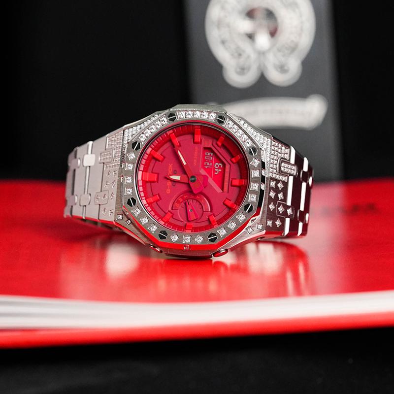 Casio Men Liquid Crystal/Analog Dual Display Series Red Watch GA-2100-4A-