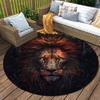 Flame Cool Lion Round Rug Floor Mat Doorway Rug With Nonslip Backing Outdoor Patio Camping Rug Floor Mat Living Room Bedroom Decoration