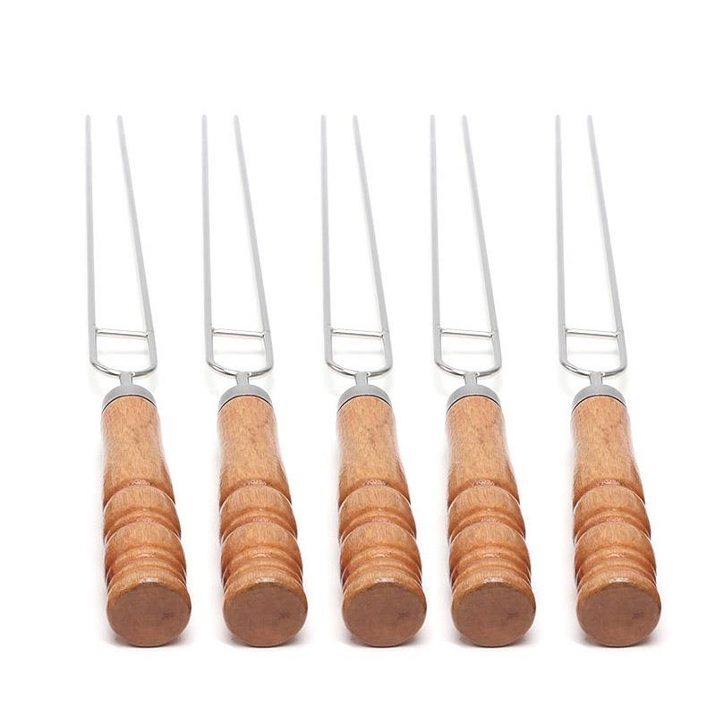4 PCS BBQ Skewers 6 PCS BBQ Forks with Storage Bag 201 Stainless Steel BBQ Fork Sticks Outdoor BBQ Meat Forks Food Tools