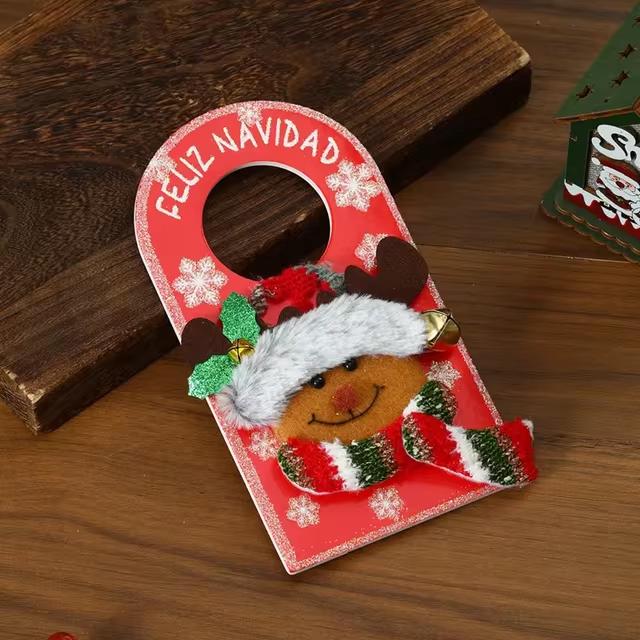 Christmas Decoration Home Christmas Cartoon Door Handle Pendant Santa Claus Snowman Elk Merry Christmas Home Door Decoration
