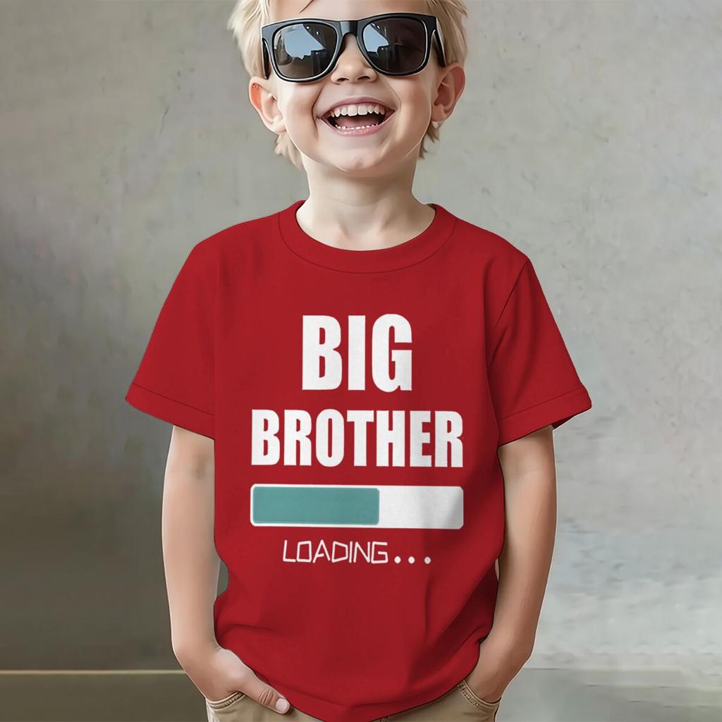 Big Brother Loading Tshirt Kids Short Sleeve Fashion Casual Top New Sibling Gift Big Brother Kids Clothes Cotton Tops