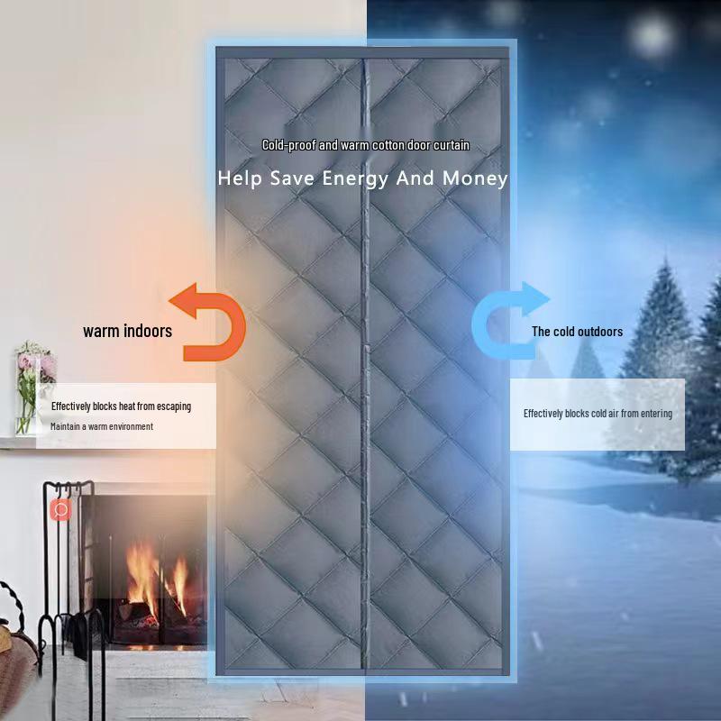 Cortină de ușă groasă de iarnă din bumbac: Izolat, Rezistent la vânt, Fonoizolat și Rezistent la frig pentru dormitor