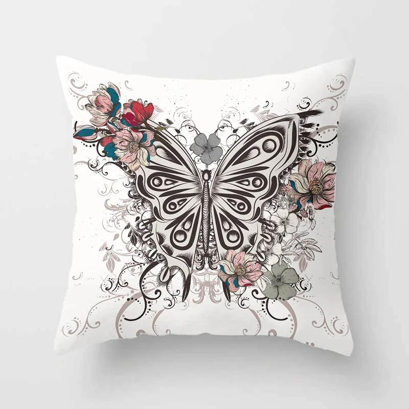 Colorful Flower Butterfly Pillowcase Office Living Room Car Ornaments Home Pillowcase