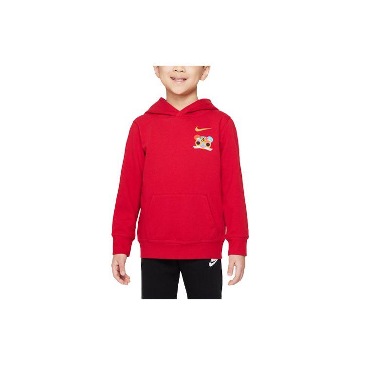 Nike Kids Tiger Head Logo Print Hooded Sweatshirt Kids sweatshirt Red DR9699-687