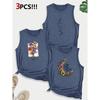Sunflower Moon Floral Combination Gift Print Pattern Round Neck3Pack of Sleeveless Vests for Women In Spring, Summer, and Autumn