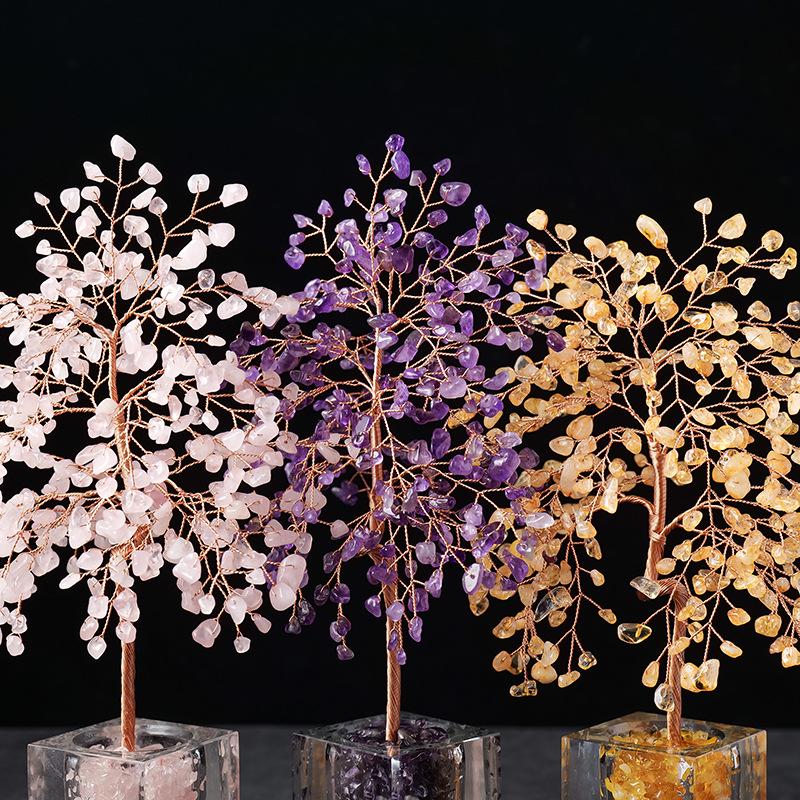 Natural Crystal Money Tree of Life Feng Shui Ornament - Ideal Housewarming Gift