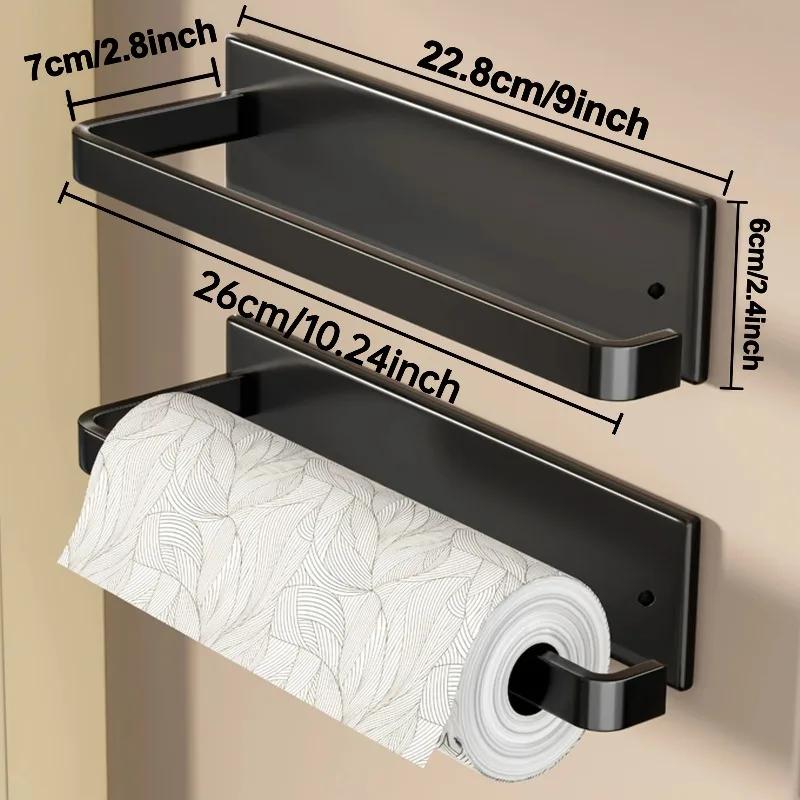 No Drill Paper Towel Holder Stainless Self Adhesive Cabinet Wall Mount Space Saving Dispenser for Kitchen Bathroom Accessories