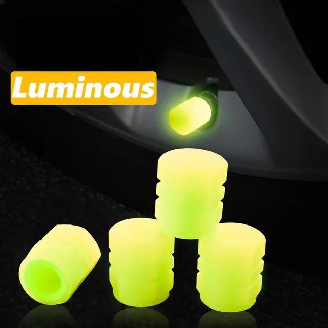 

40/20/4 шт. Люмінесцентні ковпачки на ніпель Флуоресцентні Зелені Сині Нічні Світні Автомобіль Мотоцикл Велосипед Колесо Стайлінг Маточина Шини Універсальний Ковпачок Декор 4PCS жовтий