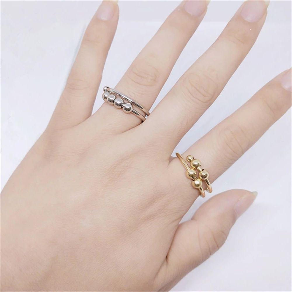 Girl Rotate Jewlery Anxiety Ring Toy Fidget Spinner Toys Antistress Anxiety Ring Fidget Beads Rings