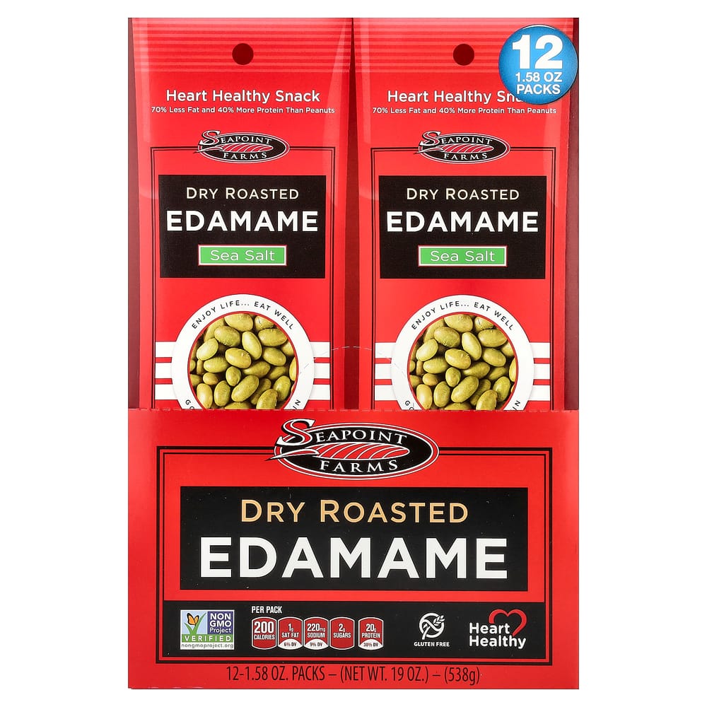 SeaPoint Farms Dry Roasted Edamame with Sea Salt, 12 Packs x 45g (1.58oz) 12 pcs - 1 ea