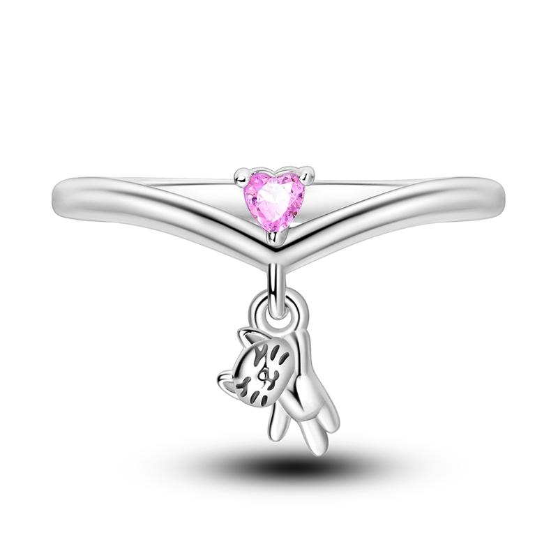 New Design 925 Silver Infinite Pink Zircon Love Heart Shape Ring Finger Rings For Women High Quality Wedding Jewelry Gift