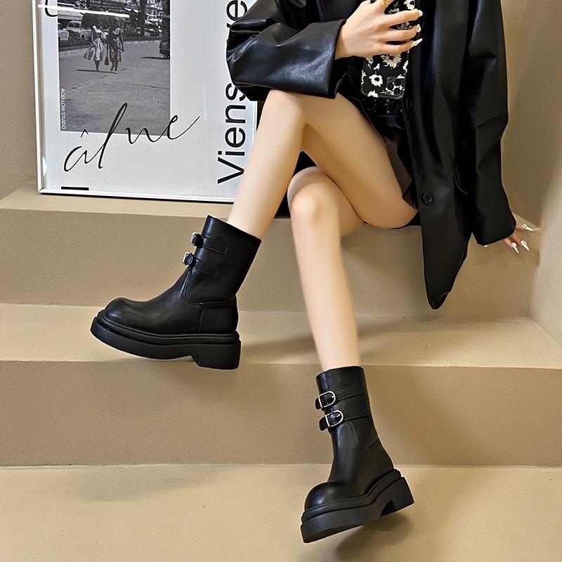 Thick-soled heightening short boots women's new autumn small Martin boots with skirts and high-end boots