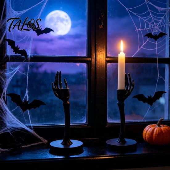 Unique Skeleton Hand Gift Gothic Candle Holder, Spooky Skeleton/Skeleton Taper Resin Decorative Base for Party Candlestick Decoration Halloween Dining