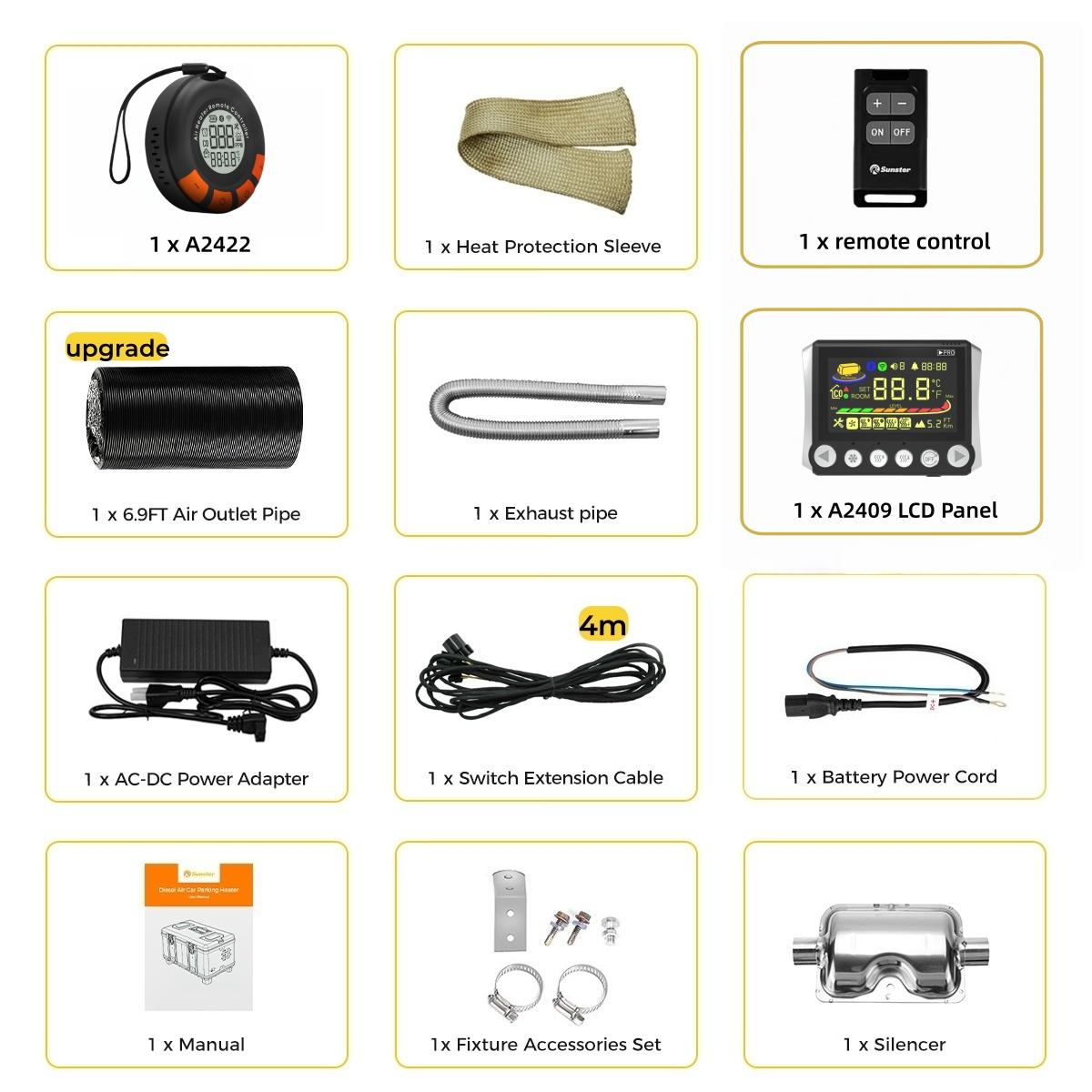 

TB10PRO 8KW 12/24/220V Diesel Air Heater w/ App Control, CO Alarm & Wireless Temperature Sensing Switch Heater for Car RV camper TB10pro