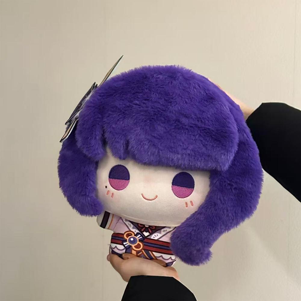 Große Größe 35 cm Niedlicher Stil mit großem Kopf Genshin Impact Raiden Shogun Ei Beelzebul Plüschtiere Anime Spielcharakter Plüschtierpuppe Dekor About 35cm