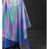 Laser Gradient Pearl Net Chiffon Fabric with Iridescent Crinkle Sheen for Stage Gown DIY Luxury Haute Designer Fabric