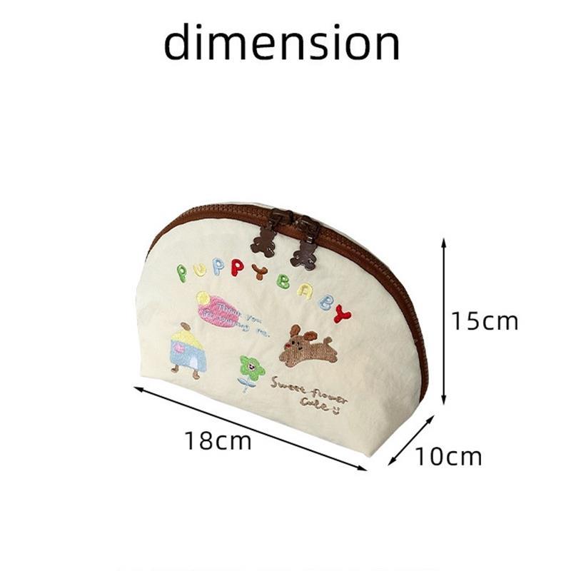 Cute Embroidered Printing Semicircle Coin Purse Cosmetic Bags Portable Travel Storage Bag Sundries Organizer Clutch Bags Gifts
