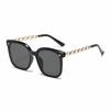 Square Large Frame Sunglasses Women's UV Protection Sunglasses Retro Metal Rice Nail Black Frame Sunglasses Frame
