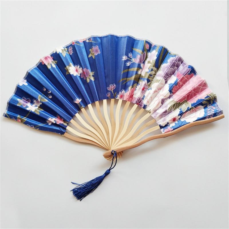 Chinese Japanese Style Silk Fan Folding Fan Wedding Fan Art Gifts Dance Hand Fan Vintage Bamboo Folding Hand Held Flower Fan
