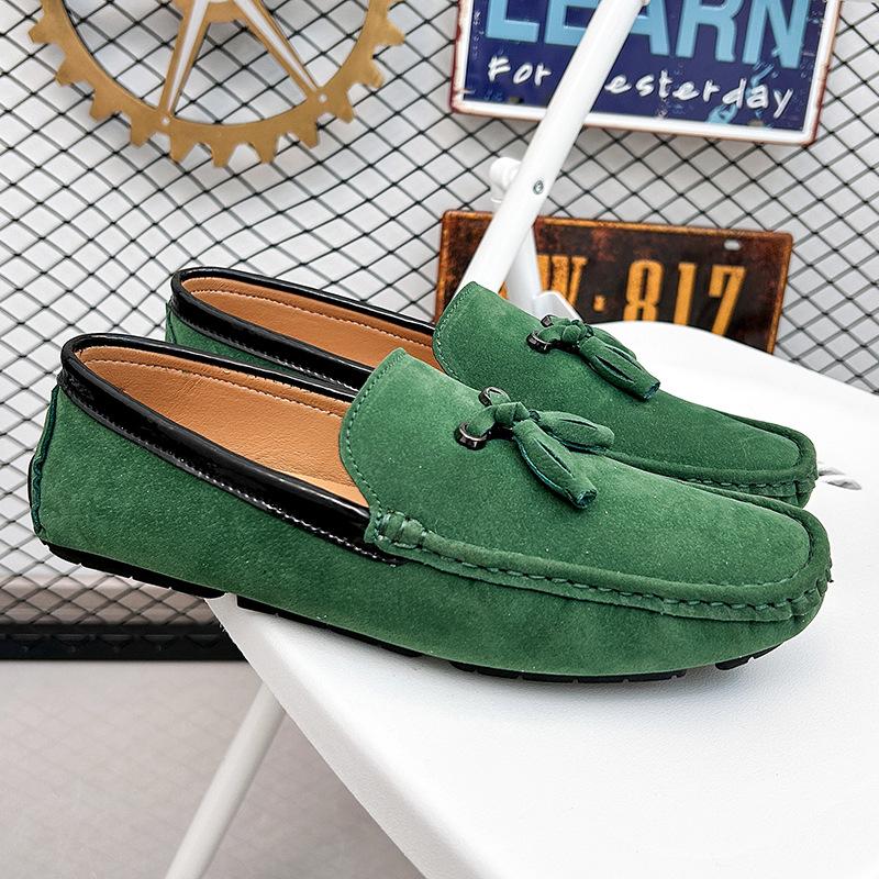 LZD Breathable Men's Suede Leather Fringed Feet Casual Small Leather Shoes Men