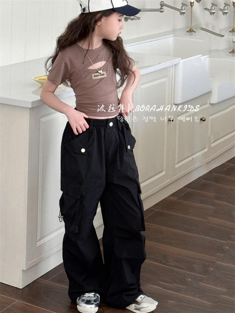 Pantaloni da Ragazza Primavera Pantaloni Hip Hop per Bambini Estate Abbigliamento Streetwear per Bambini Pantaloni Casual Autunno Moda Adolescente Taglia Grande Pantaloni da Jogging