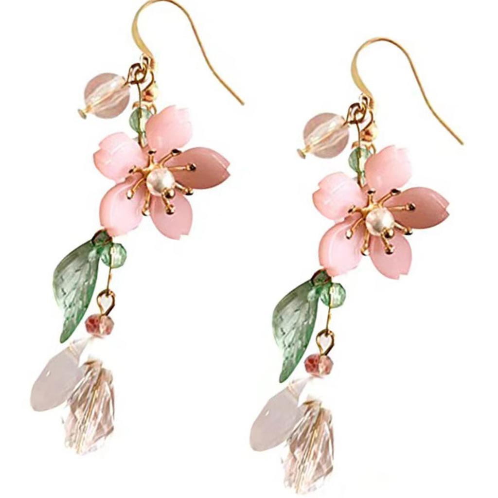 Elegant Petal Leaf Earrings Stylish Ear Hooks Featuring Natural Beauty Design for Fashionable Women in Resin Material