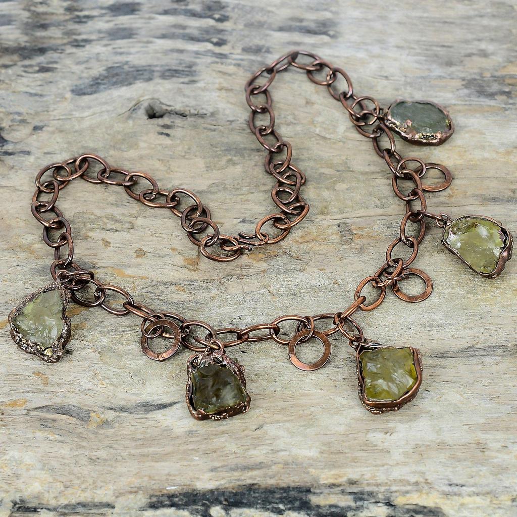 Citrine rough necklace electroformed copper necklace adjustable chain necklace handmade copper jewelry wedding gift dainty gemstone necklace