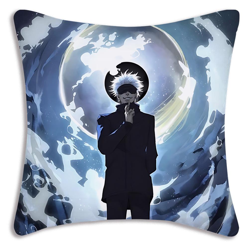 Hot Anime Jujutsu Kaisen Pillow Covers Cartoon Sofa Decorative Home Double-Sided Printing Short Plush Cute Cushion Cover