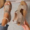 Retro Wedge Sandals - Open Toe, Zipper Closure, Faux Cover Platform Heels In Brown & Black, Comfortable Casual Summer Vacation Style, Ladies Sandals