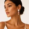Baroque Style Asymmetric Earrings With Mixed Materials And Crystal Details For Ladies