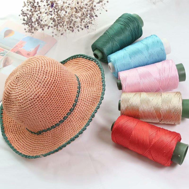 1Pcs 220gSilky Cotton Linen Thread, Hollow Shiny Silk Thread, Flat Ribbon Thread, Bucket Yarn, Hook Hat, Slippers DIY