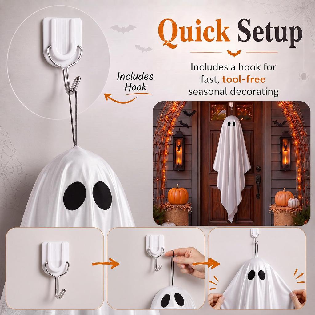 Große Halloween-Hängedekorationen mit Licht, Batteriebetrieben, 1,2m/1,5m/1,8m, Innen-Außen-Dekoration