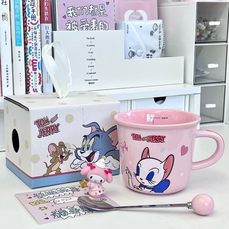 

Кот и мышь милая керамическая кружка для пары кофейная молочная чашка детская с градуированной мерной шкалой подарок на день рождения 301-400ml