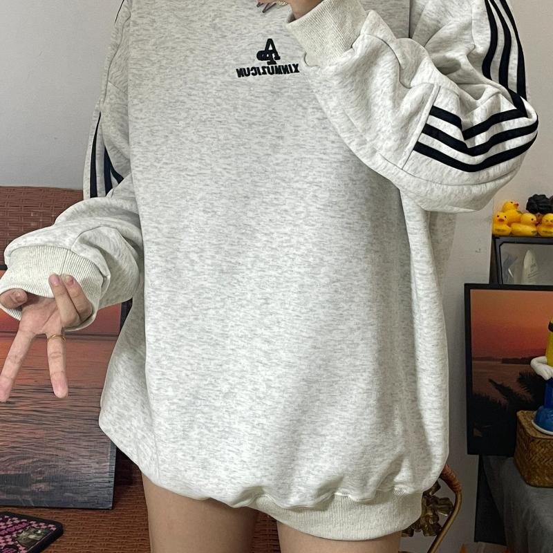 Hanorac de damă în stil sport, alb și gri, cu gât rotund, pentru toamnă, design nou, lejer, casual, jachetă cu mâneci lungi pentru femei