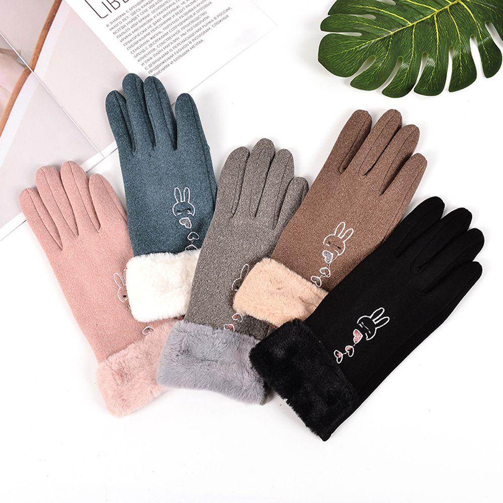 

Warm Thickened Winter Riding Driving Rabbit Gloves Plush Gloves Mittens Women Mittens синий