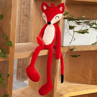 Muñeco de peluche de zorro de cumpleaños para novia de patas largas, bonito cojín de zorro rojo, muñeco de tela suave, regalo
