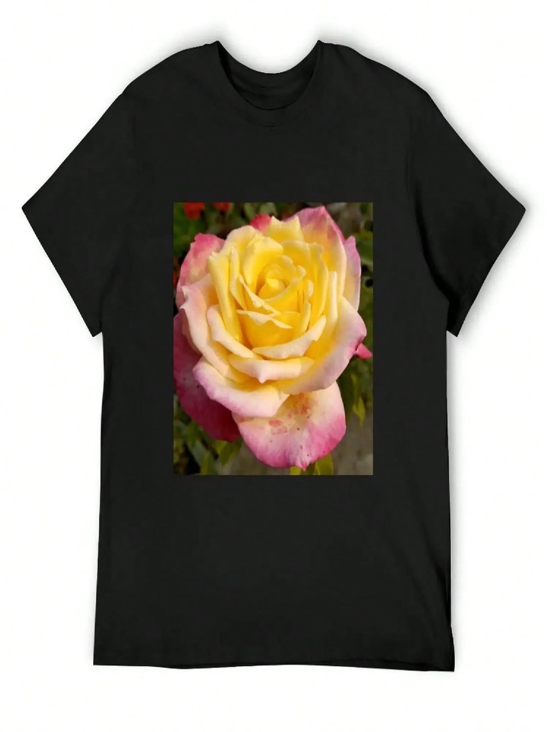 Colorful Rose Flower Design T-Shirt Graphic T Shirt Vintage Plain unisexs Plain T Shirts S разноцветный