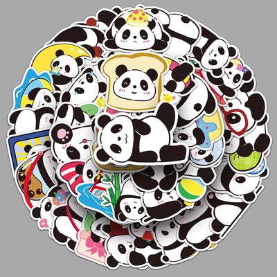 50 Original Cartoon Panda Stickers - Cute Animal Graffiti, Waterproof Decor for Journals, Small Mochi Stickers