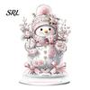 Weihnachtsparty-Mittelstücke Winterornamente, Zweiseitige Acryl-Schneemann/Weihnachtsmann/Rentier/Hütte Tischschnee-Szenen-Ornamente Dekorationen