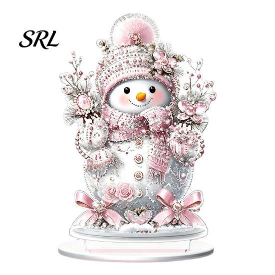 Weihnachtsparty-Mittelstücke Winterornamente, Zweiseitige Acryl-Schneemann/Weihnachtsmann/Rentier/Hütte Tischschnee-Szenen-Ornamente Dekorationen