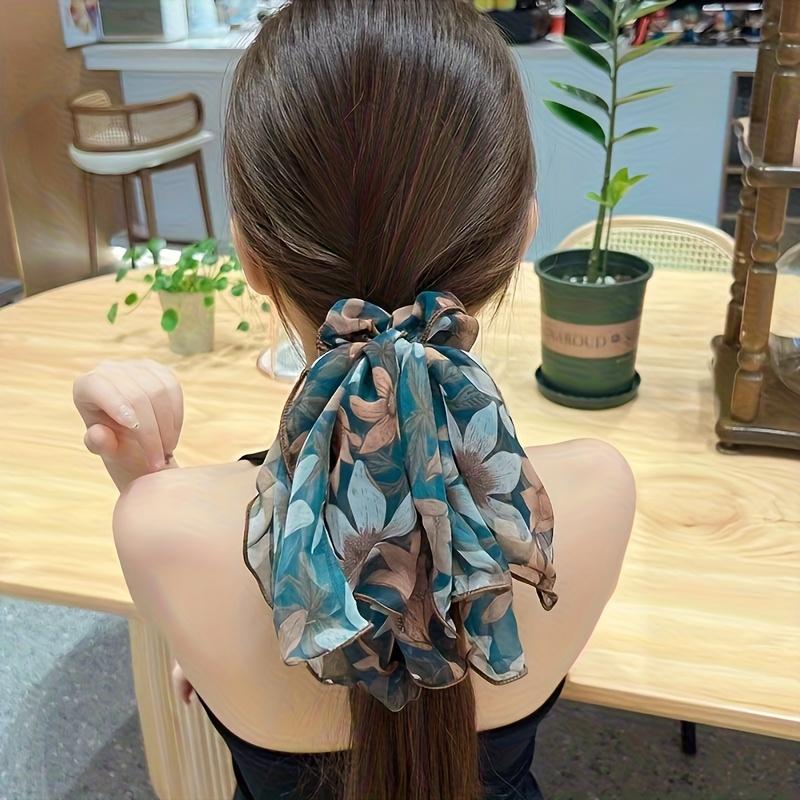 Adjustable Mixed Colors Velvet Ponytail Clip & Elegant French-Inspired Chiffon Bow Hair Tie Gift Set
