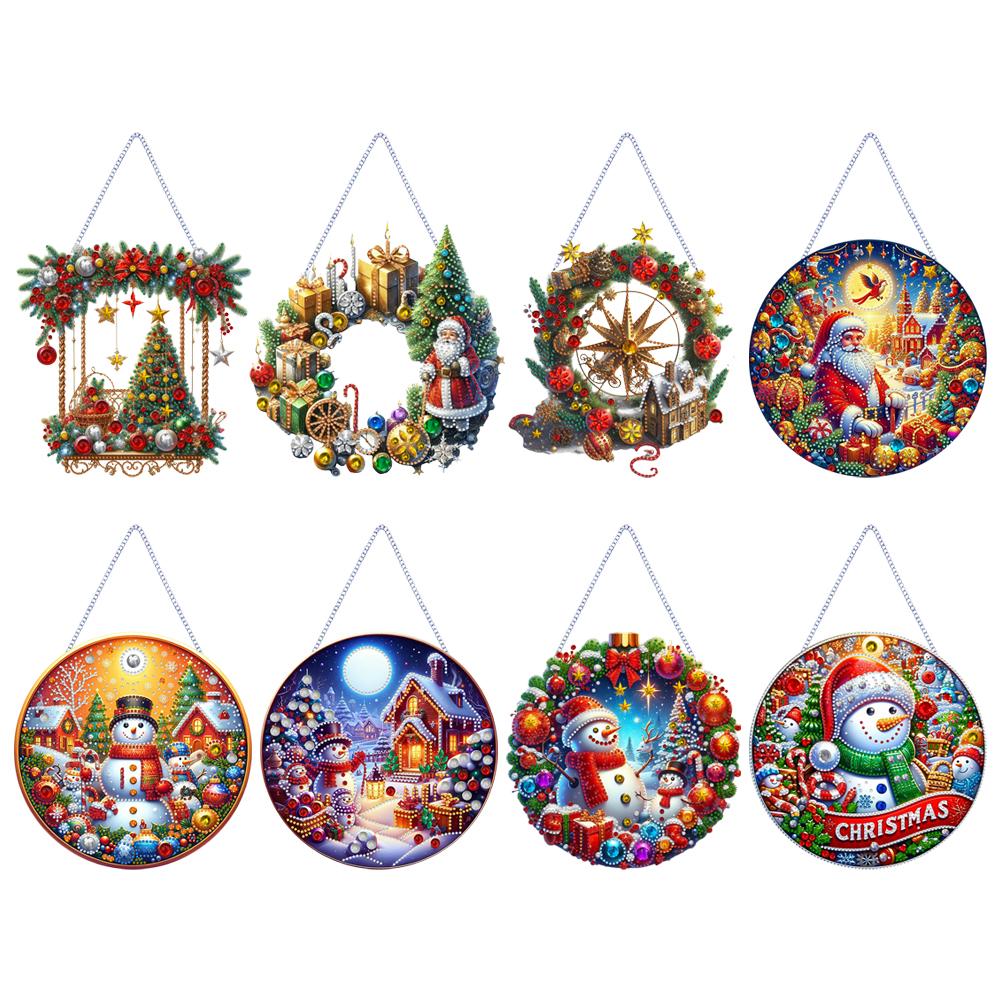 2025 Weihnachten 5D DIY Acryl Kranz Malerei Anhänger Dekor Weihnachten Diamant Malerei Girlande für Heim Fenster Tür Dekor Geschenke