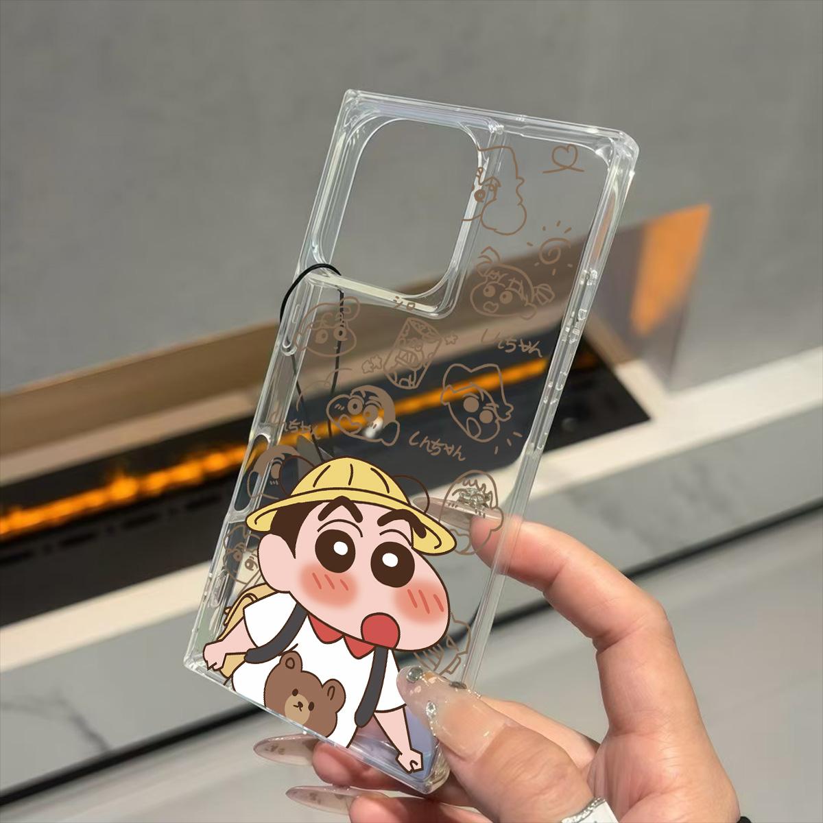 

Clear Square Back Tube Case Protection For iPhone 15 Plus 16 ProMax 12 11 13 14 Pro Max Anti-Oxygen,Cute Crayon Shin Pattern Casing iphone 16