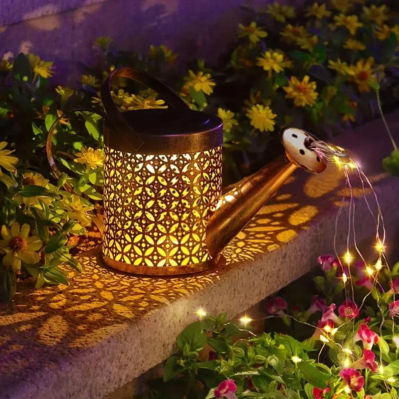 Solar Watering Can with Lights Outdoor Solar Garden Lights Garden Decro Solar Lights Waterproof Hanging Lantern for Yard Patio