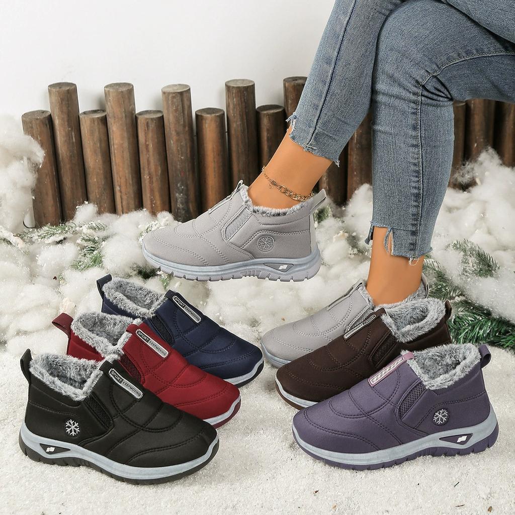 Winter Women's Snow Boots Fleece and Thickened Warm Cotton Shoes Anti-slip Waterproof and Oil-proof Comfortable Mom Shoes
