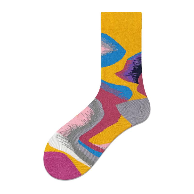 

Французский модный бренд, женские хлопковые носки с цветочным принтом, средние носки, уличная мода, высокие чулки для пар, мужские One Size