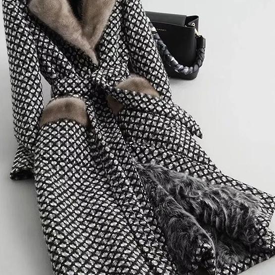 Solid Color Women's Thick Warm Autumn Winter Large Size Trench Turn-down Collar Belt Mid-length Coats