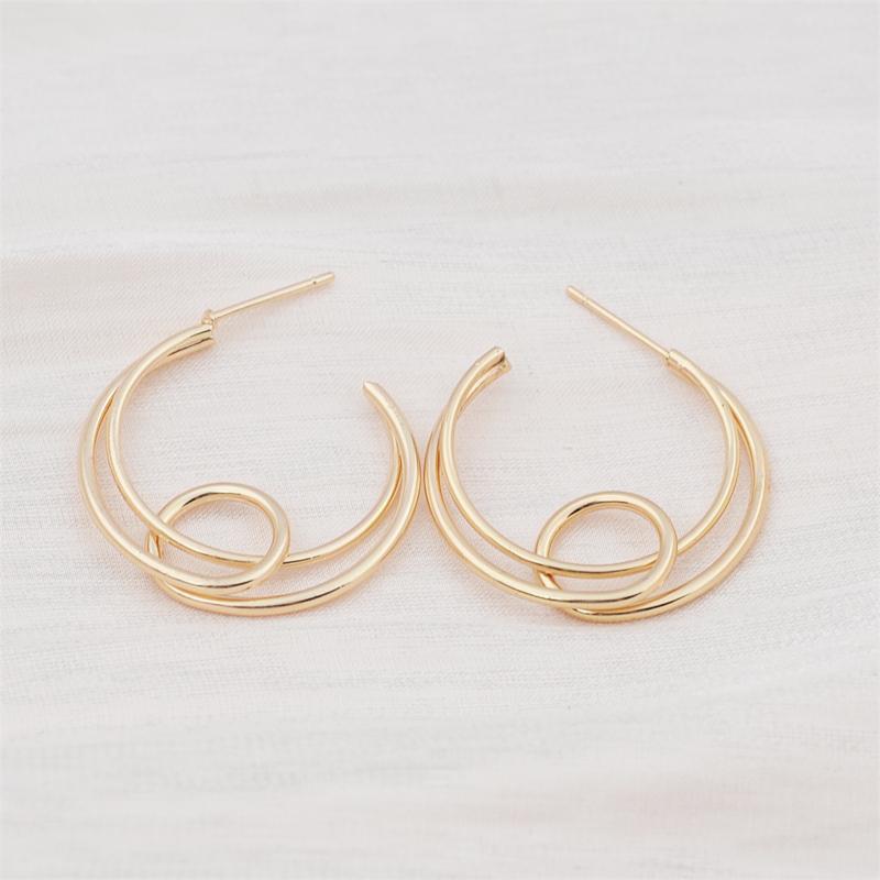 Moon Multi-layered Geometry C-Typed Gold Color Line Smooth Drop Earrings for Women Big Hyperbole Fashion Party Jewelry