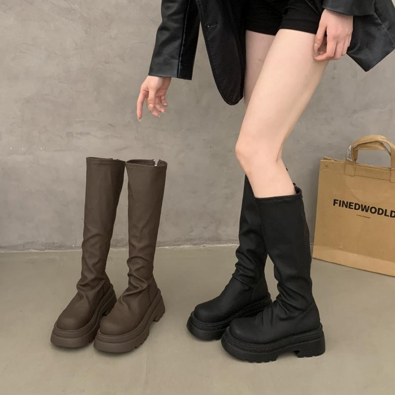 But Knee Boots Women's Autumn 2025 New Elastic Thin Boots Small Thick-soled High Knight Boots