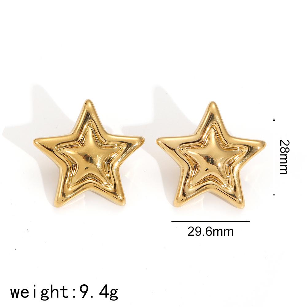 Fashion Delicate Star shaped Stainless Steel Geometric Earrings Metal Smooth High Quality Polished Waterproof Jewelry